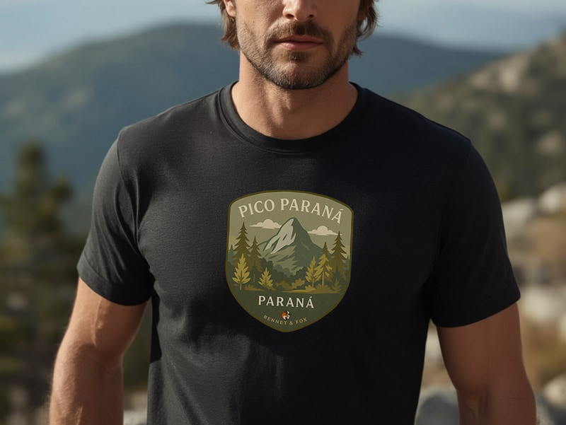 Modelo vestindo a Camiseta Pico Paraná Bennet & Fox